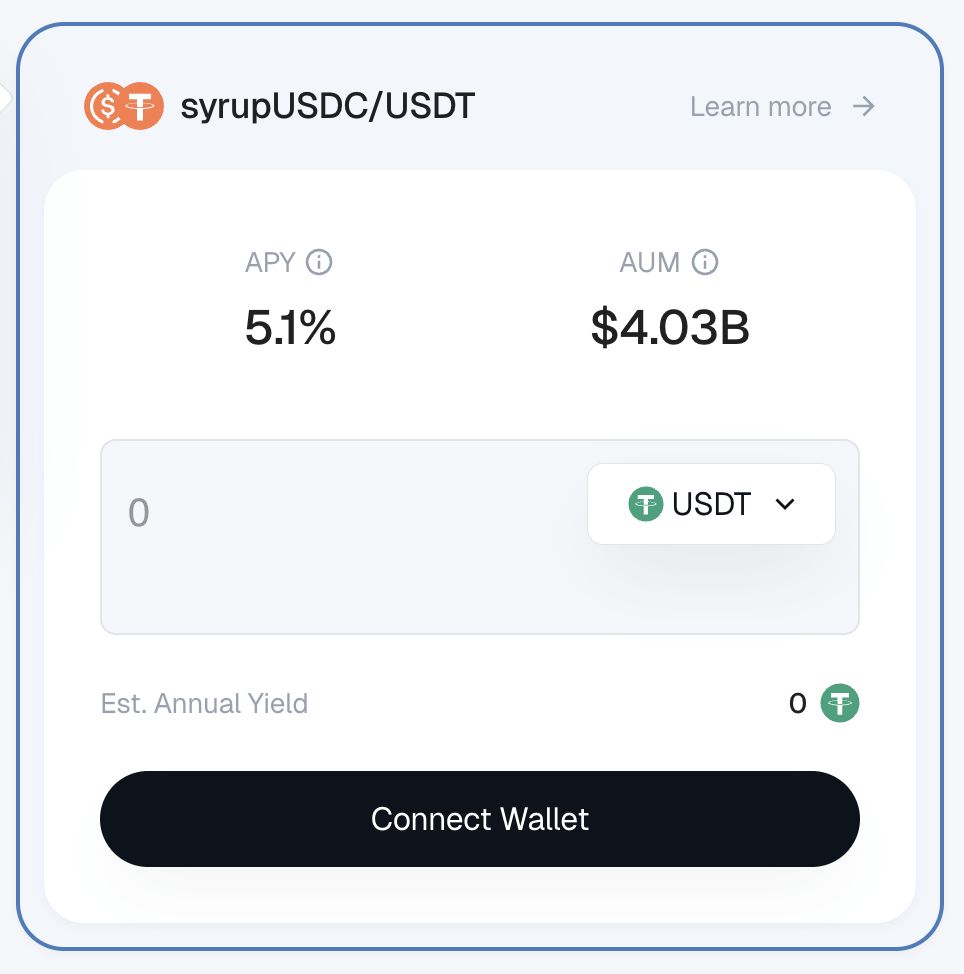 syrupUSDT stablecoin yields on Maple Finance